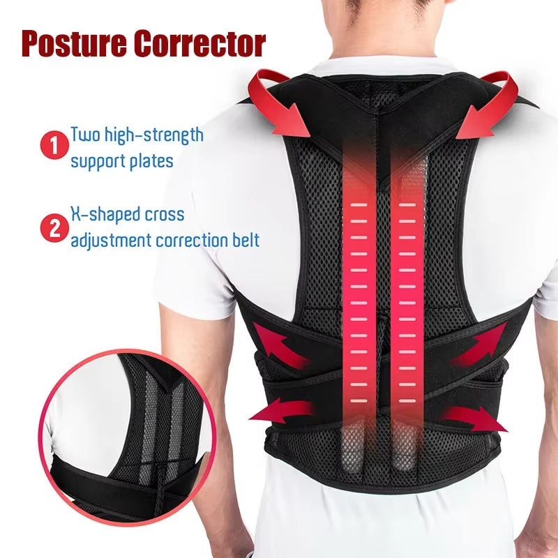 Adjustable Posture Corrector and Back Support Brace for Spine Alignment and Postural Improvement