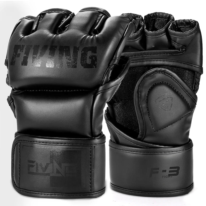 Professional Half Finger Boxing Gloves - PU Leather MMA, Kickboxing, Karate, and Muay Thai Training Equipment for Men