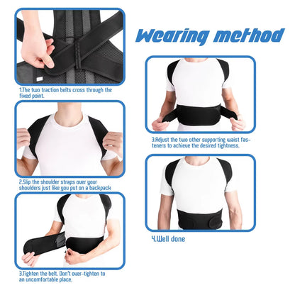 Adjustable Posture Corrector and Back Support Brace for Spine Alignment and Postural Improvement