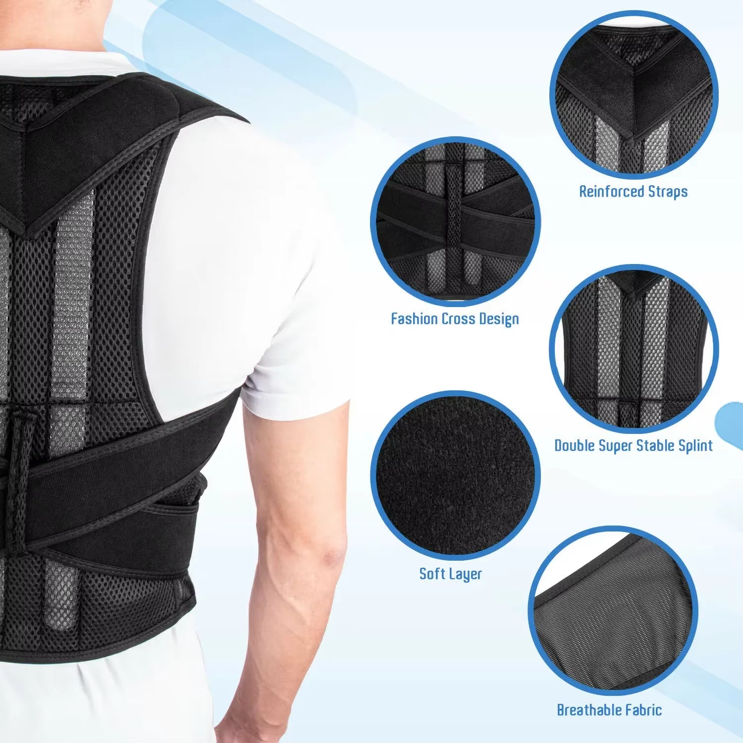 Adjustable Posture Corrector and Back Support Brace for Spine Alignment and Postural Improvement