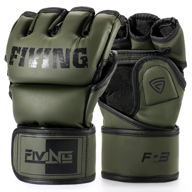 Professional Half Finger Boxing Gloves - PU Leather MMA, Kickboxing, Karate, and Muay Thai Training Equipment for Men